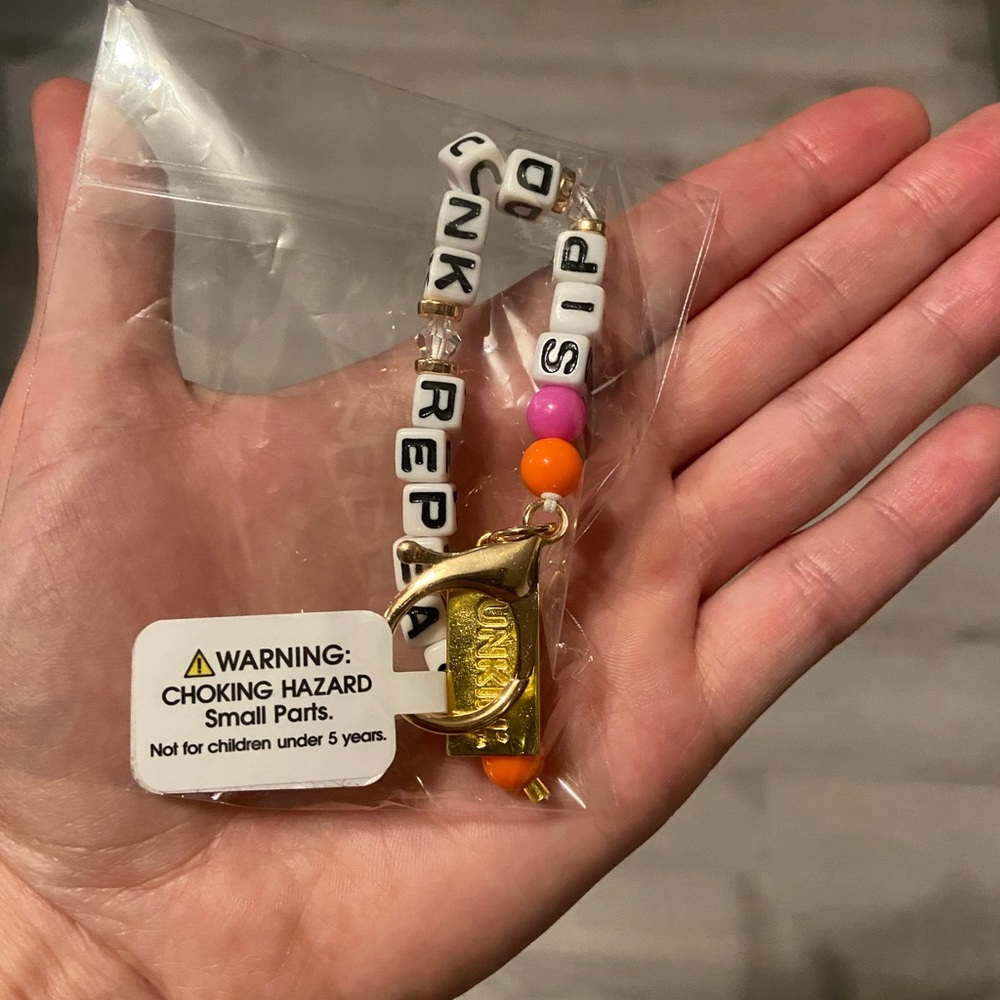 Dunkin' Beaded Keychain with Gold Charm - Picture 2 of 2